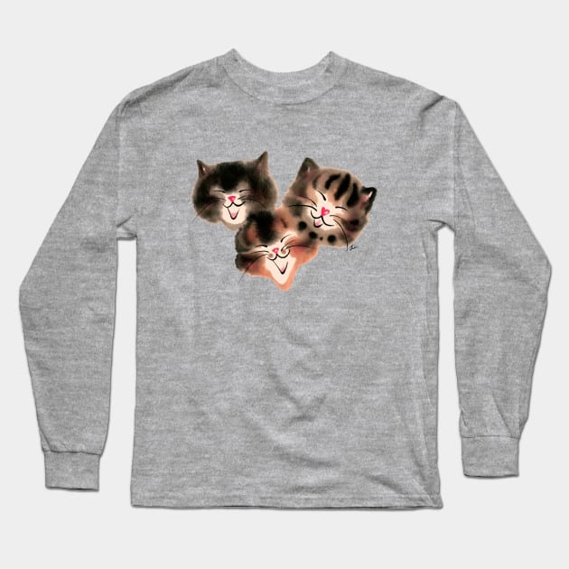 Laughing cat faces Long Sleeve T-Shirt by juliewu